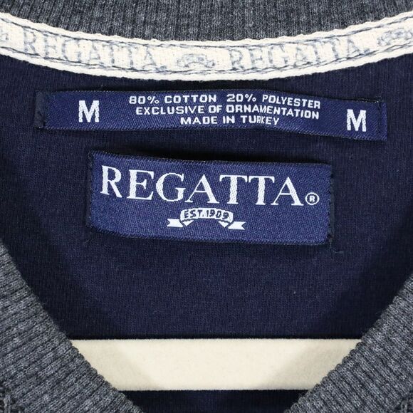 Regatta Sweater Mens Medium Gray Ribbed Cotton Blend Knit Pullover V Neck - Picture 3 of 8